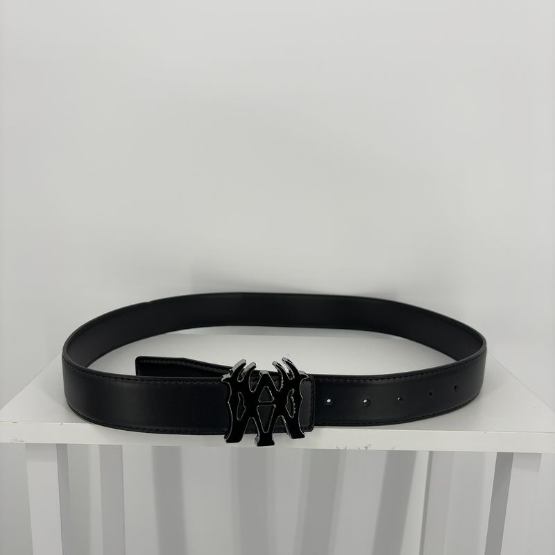 Amiri Silver Buckle Black Faux Leather